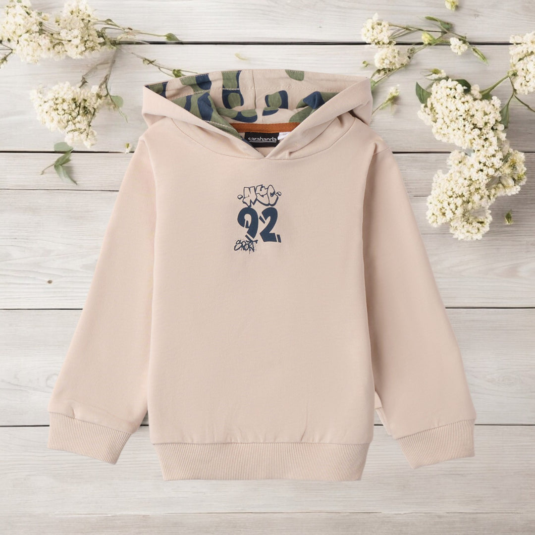 Sarabanda Oatmeal Graffiti Print Hoodie