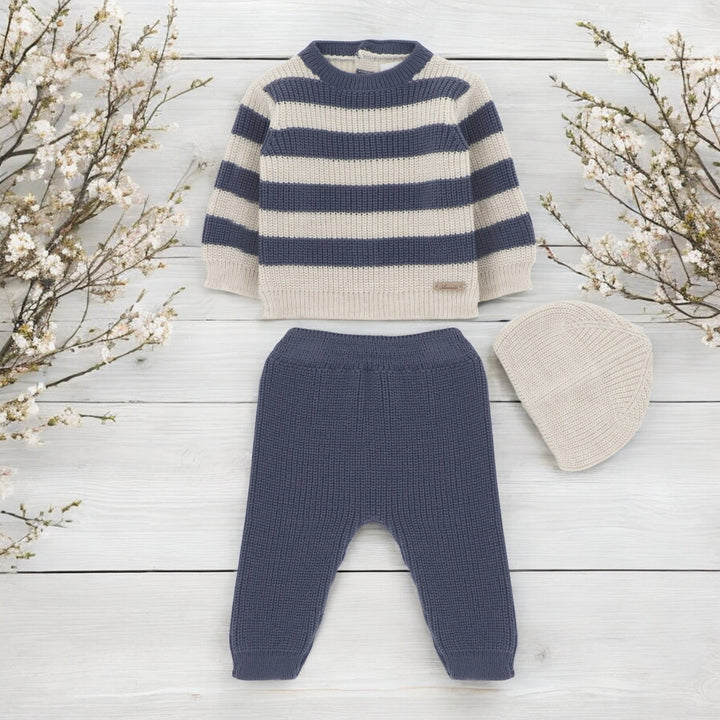 Martin Aranda Midnight Blue & Oatmeal Footless Knitted Set