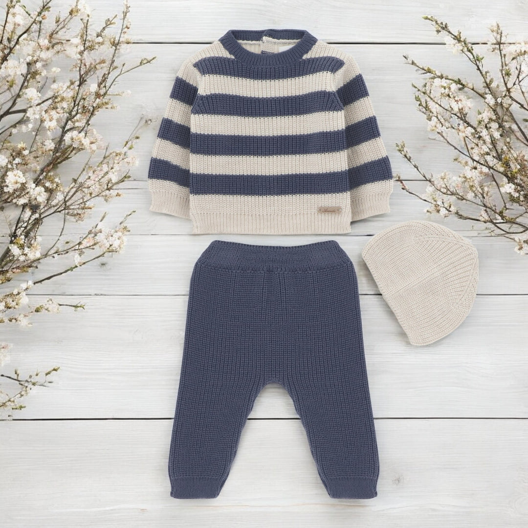 Martin Aranda Midnight Blue & Oatmeal Footless Knitted Set