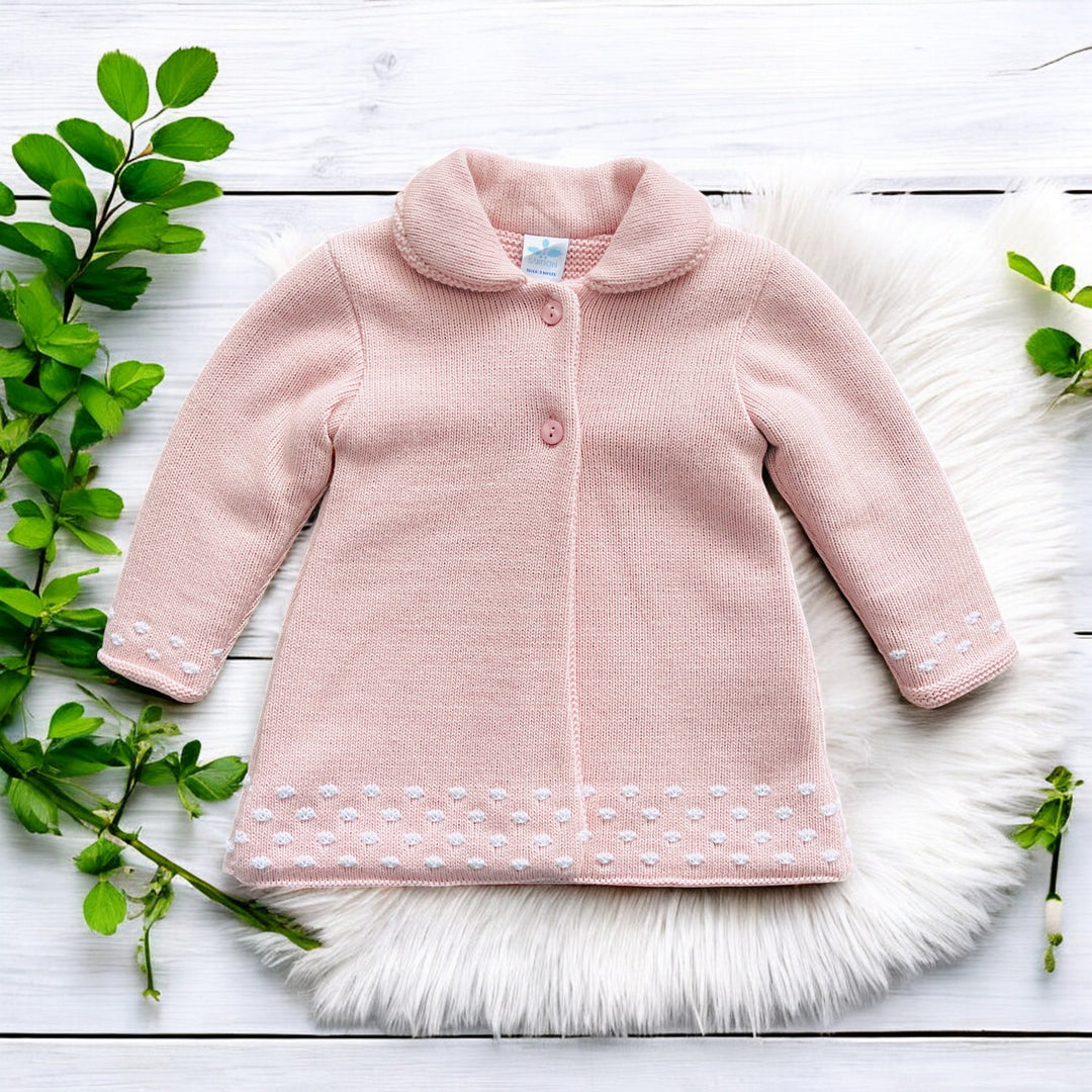 Sardon Rose Pink & White Knitted Pram Coat