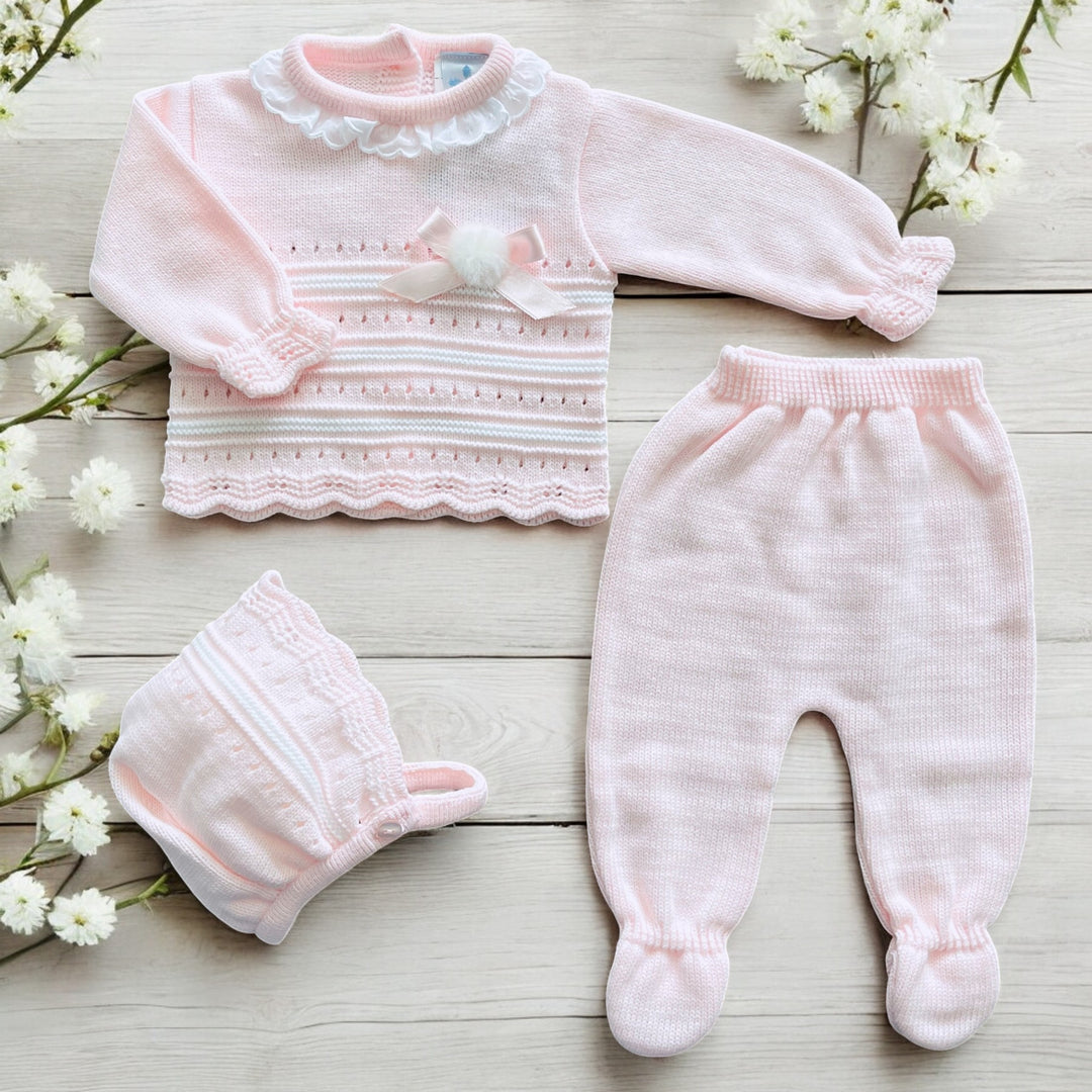 Sardon Pink Knitted Three Piece Set