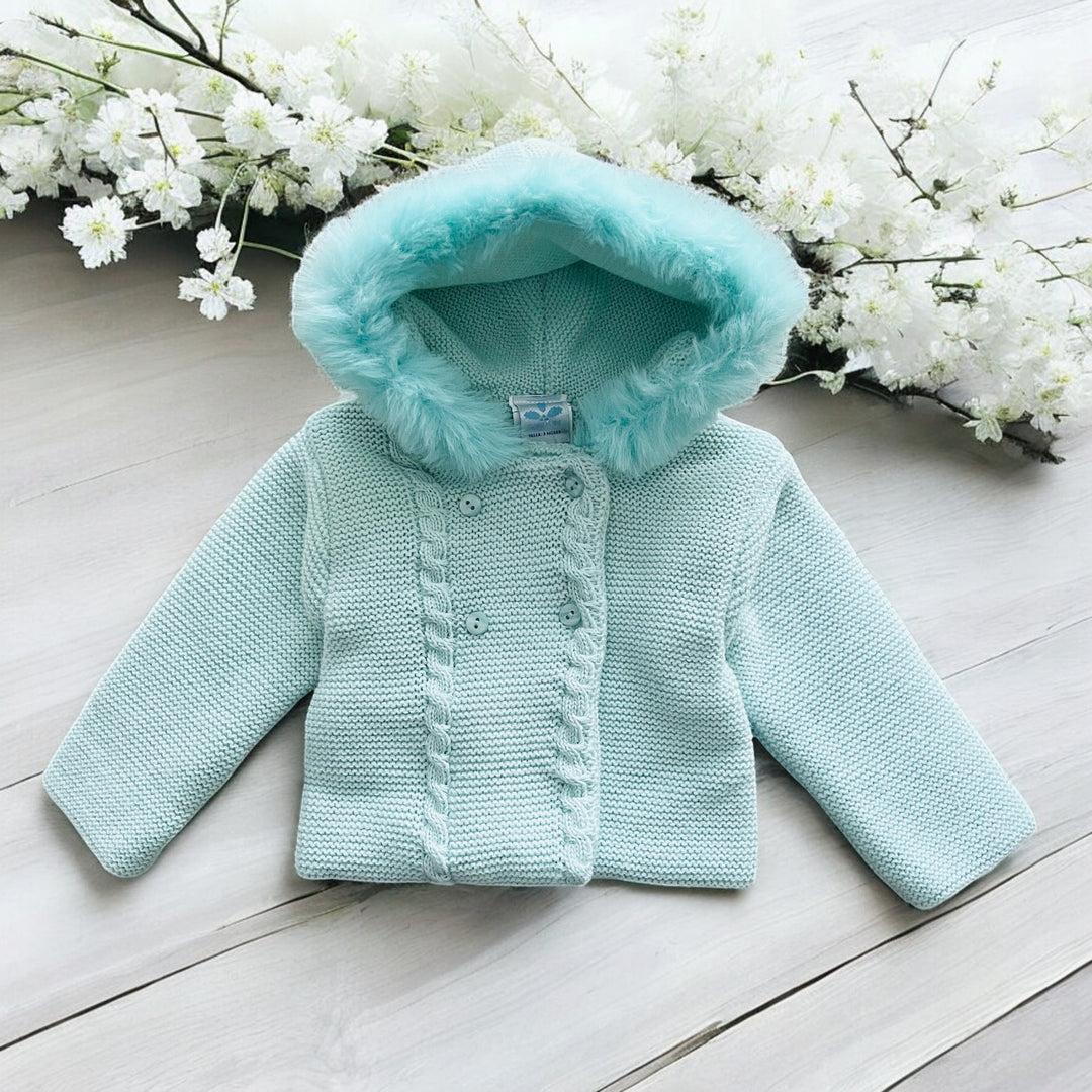 Sardon Mint Green Knitted Hooded Coat