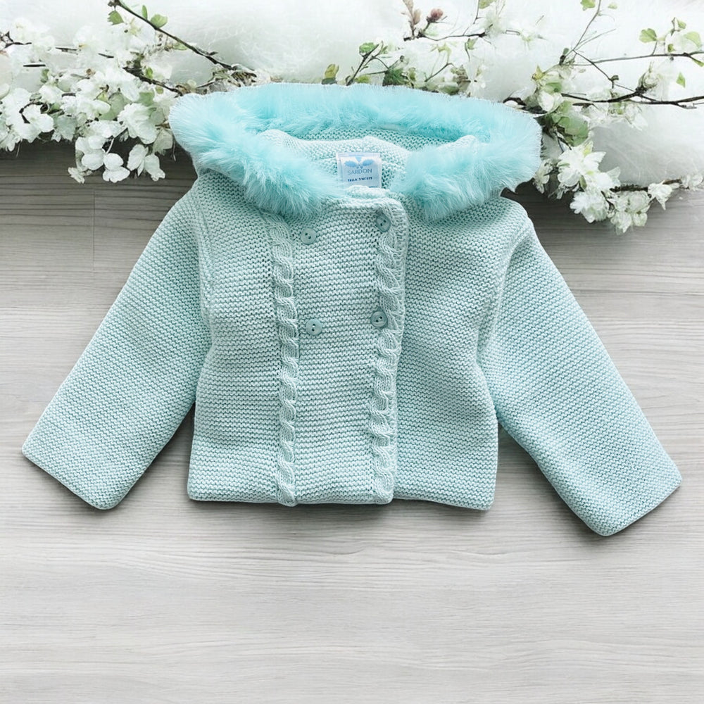 Sardon Mint Green Knitted Hooded Coat