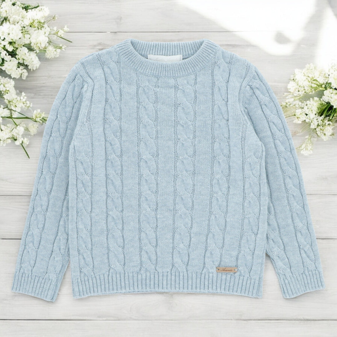 Bluish Grey Cable Knit Jumper