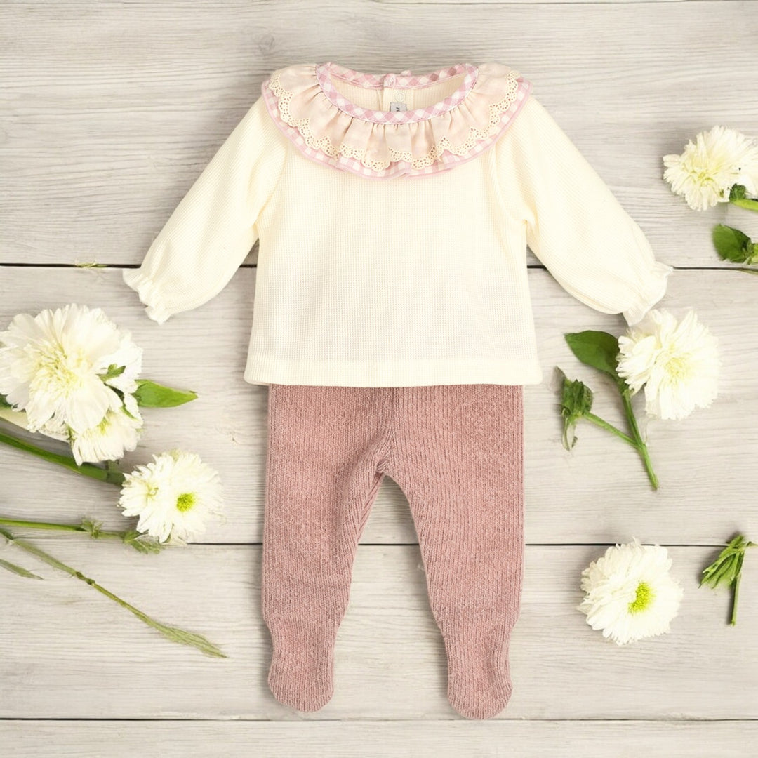 Calamaro Pink & Cream Gingham Top & Leggings
