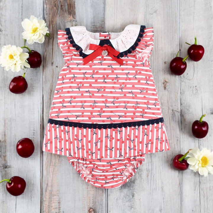 Foque Red & White Stripe Cherry Dress & Bloomers