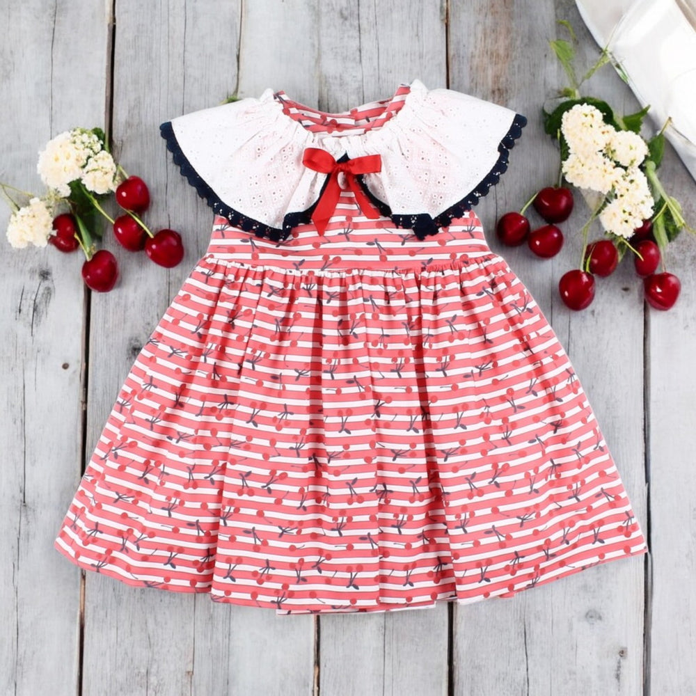 Foque Red & White Stripe Cherry Dress