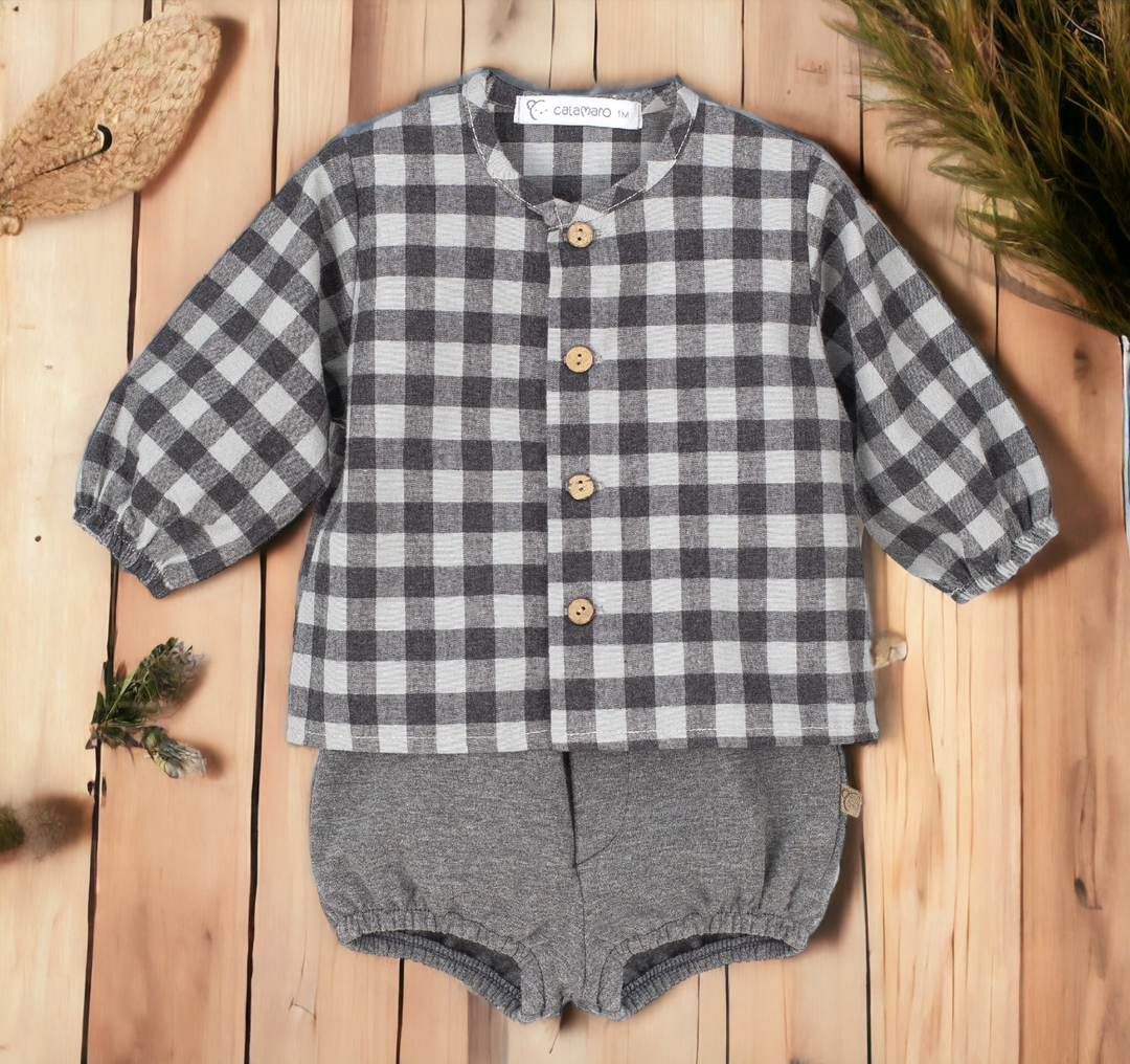 Grey Check Shirt & Grey Jam Pants