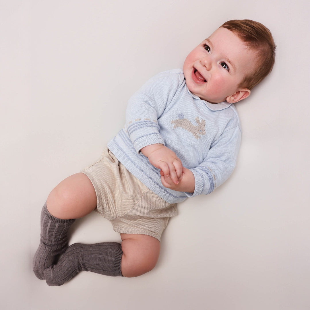 Tutto Piccolo Pale Blue Knitted Top & Short Set