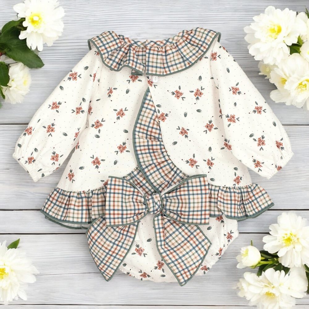 Calamaro White & Terracotta Floral Top & Bloomers Back