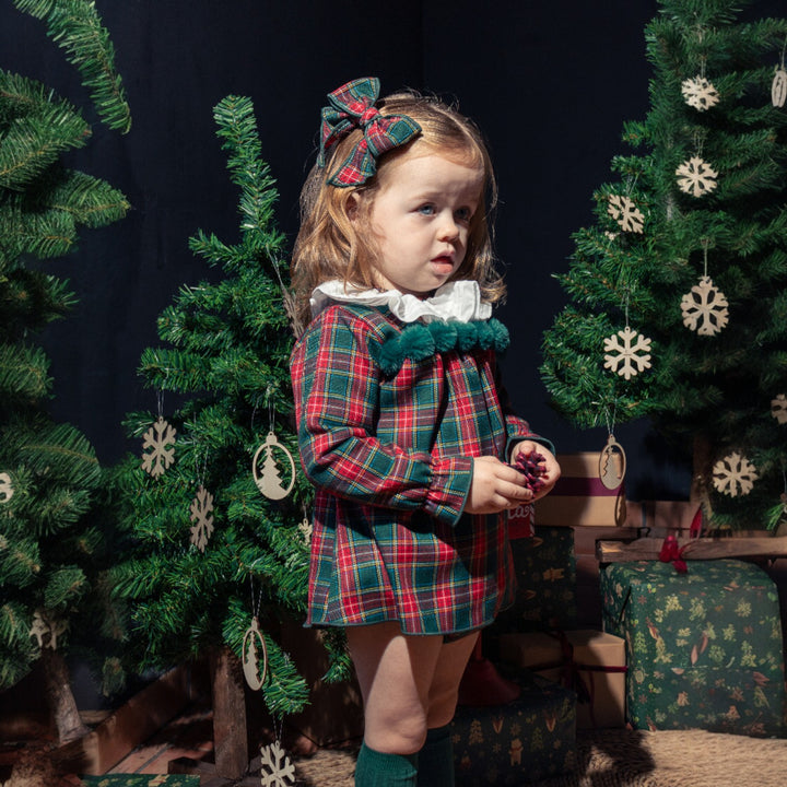 Red & Green Tartan Pom Dress & Bloomers
