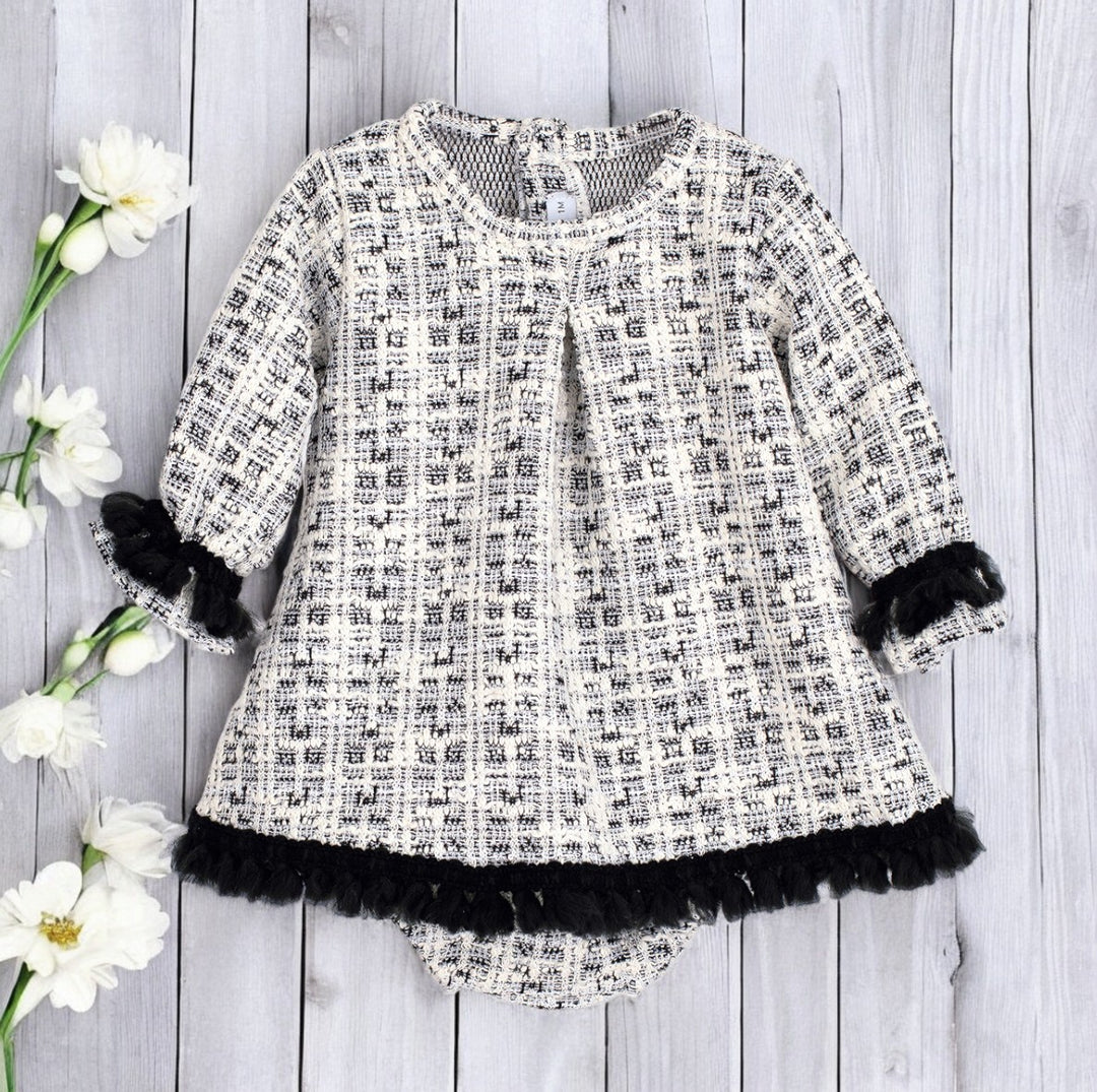 Calamaro Black & White Tweed Dress & Bloomers