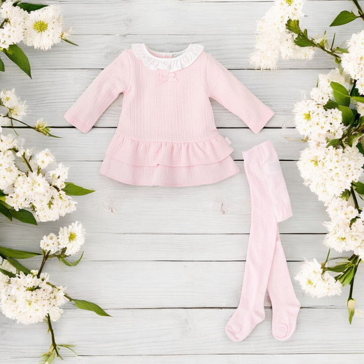 Tutto Piccolo Pink Jacquard Dress & Tights
