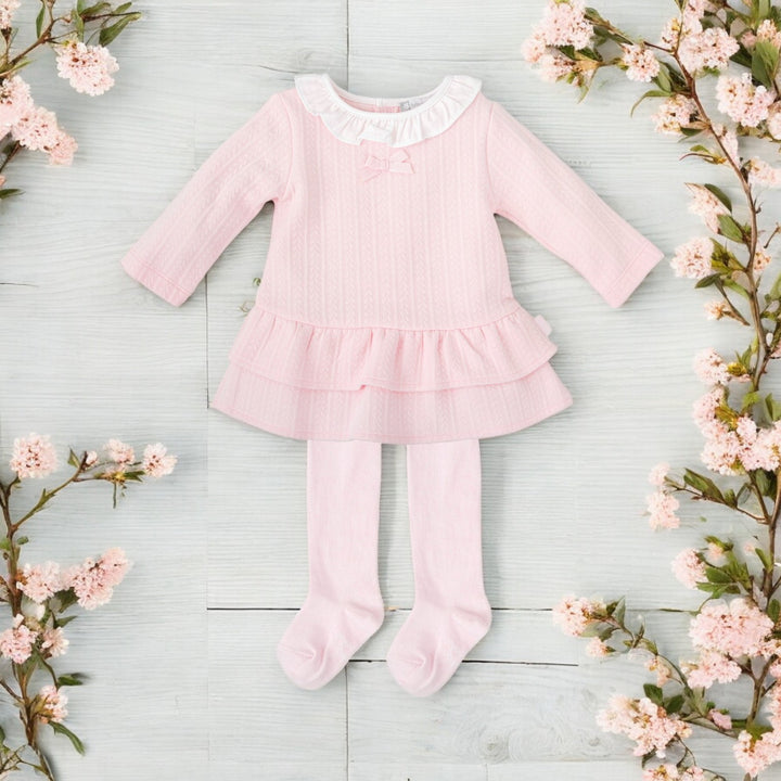 Tutto Piccolo Pink Jacquard Dress & Tights