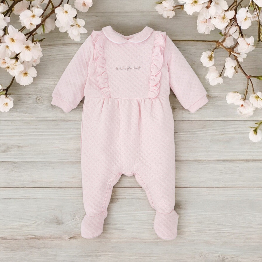 Tutto Piccolo Pink Jacquard Sleepsuit