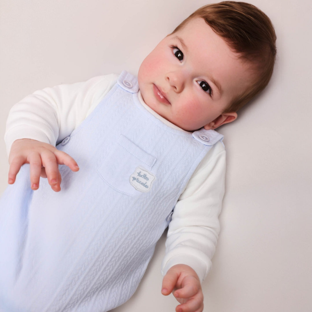 Tutto Piccolo Sky Blue & White Mock Dungaree