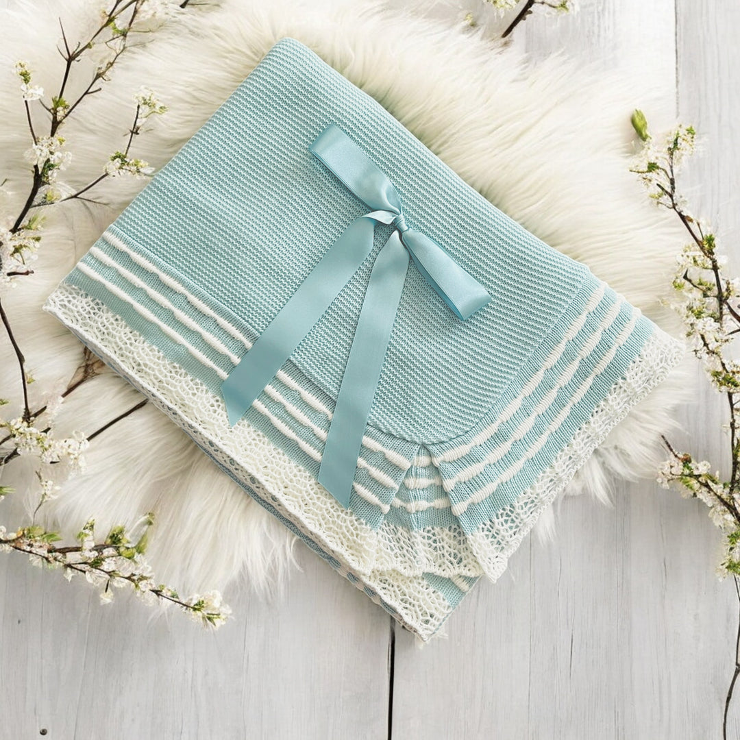 Juliana Green & Cream Knitted Shawl