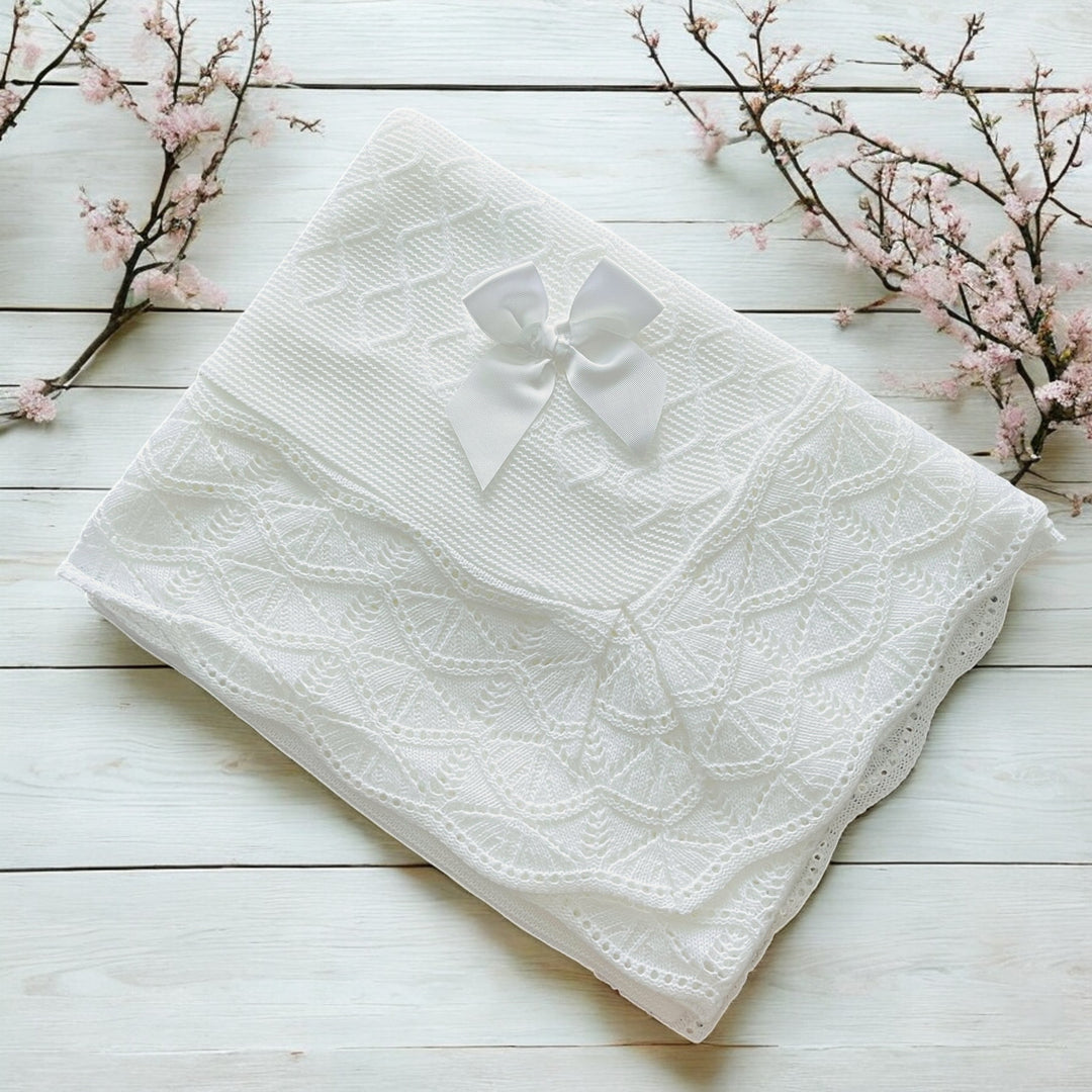 Juliana White Knitted Shawl