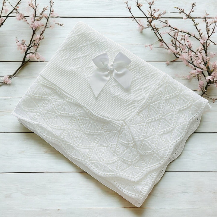 Juliana White Knitted Shawl