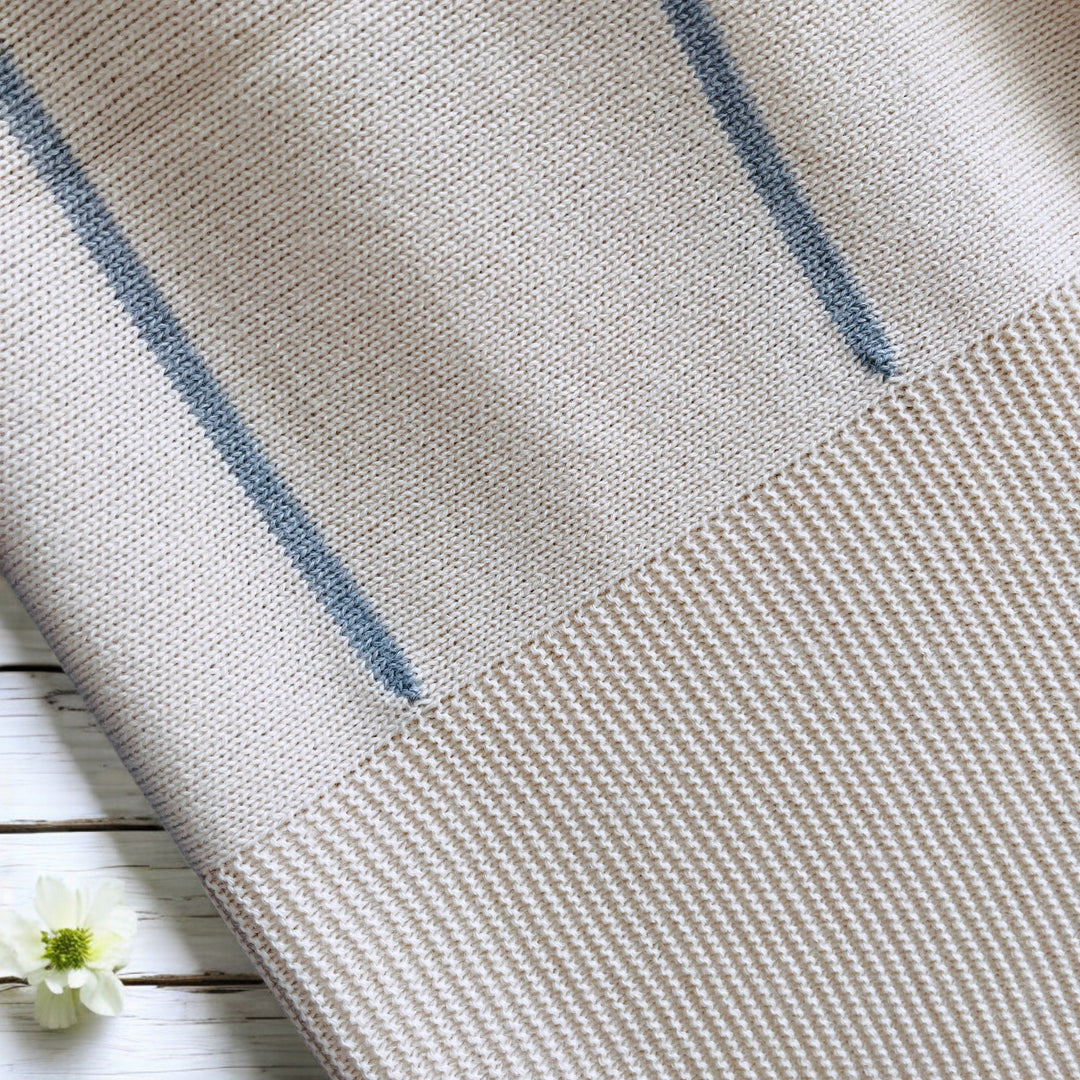 Juliana Butter Cream & Grey Stripe Knitted Shawl