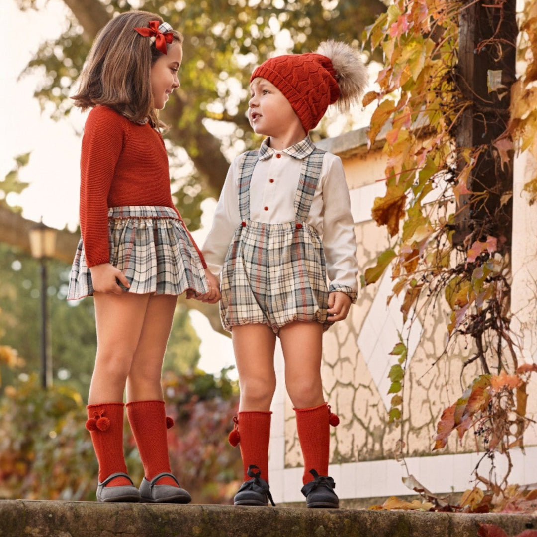 Juliana Cream & Grey Autumnal Tartan Jam Pant set