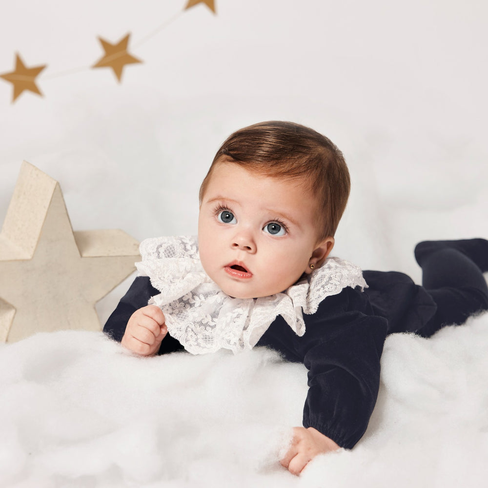 Juliana Navy Blue Velvet Romper