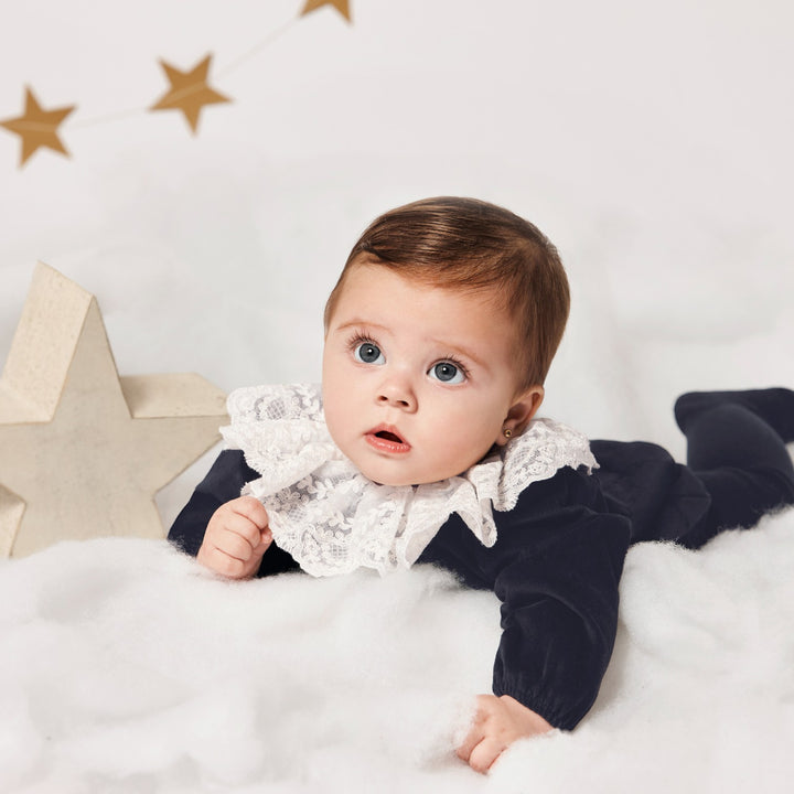 Juliana Navy Blue Velvet Romper