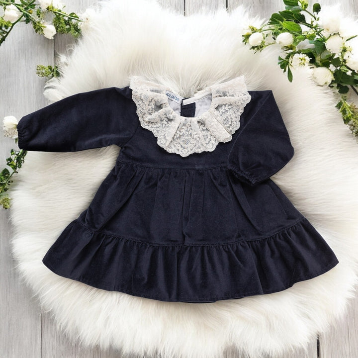 Juliana Navy Blue Velvet Dress
