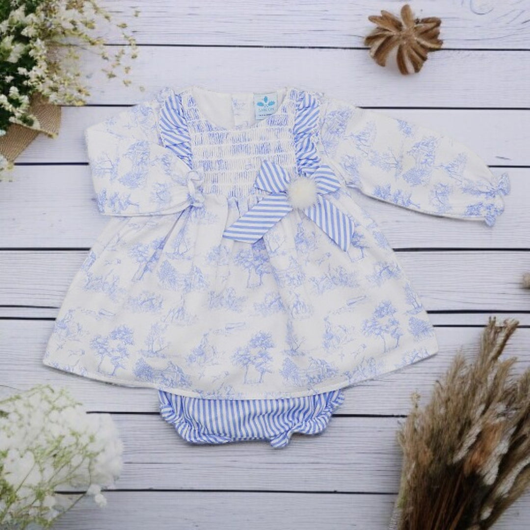 Sardon Blue & White Toile De Jouy Dress Set