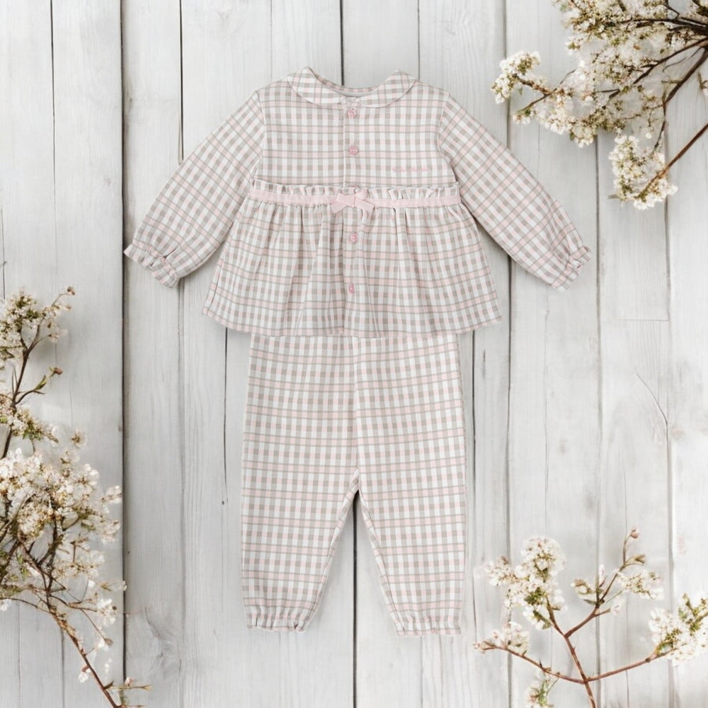 Tutto Piccolo Pink & Grey Gingham pyjamas