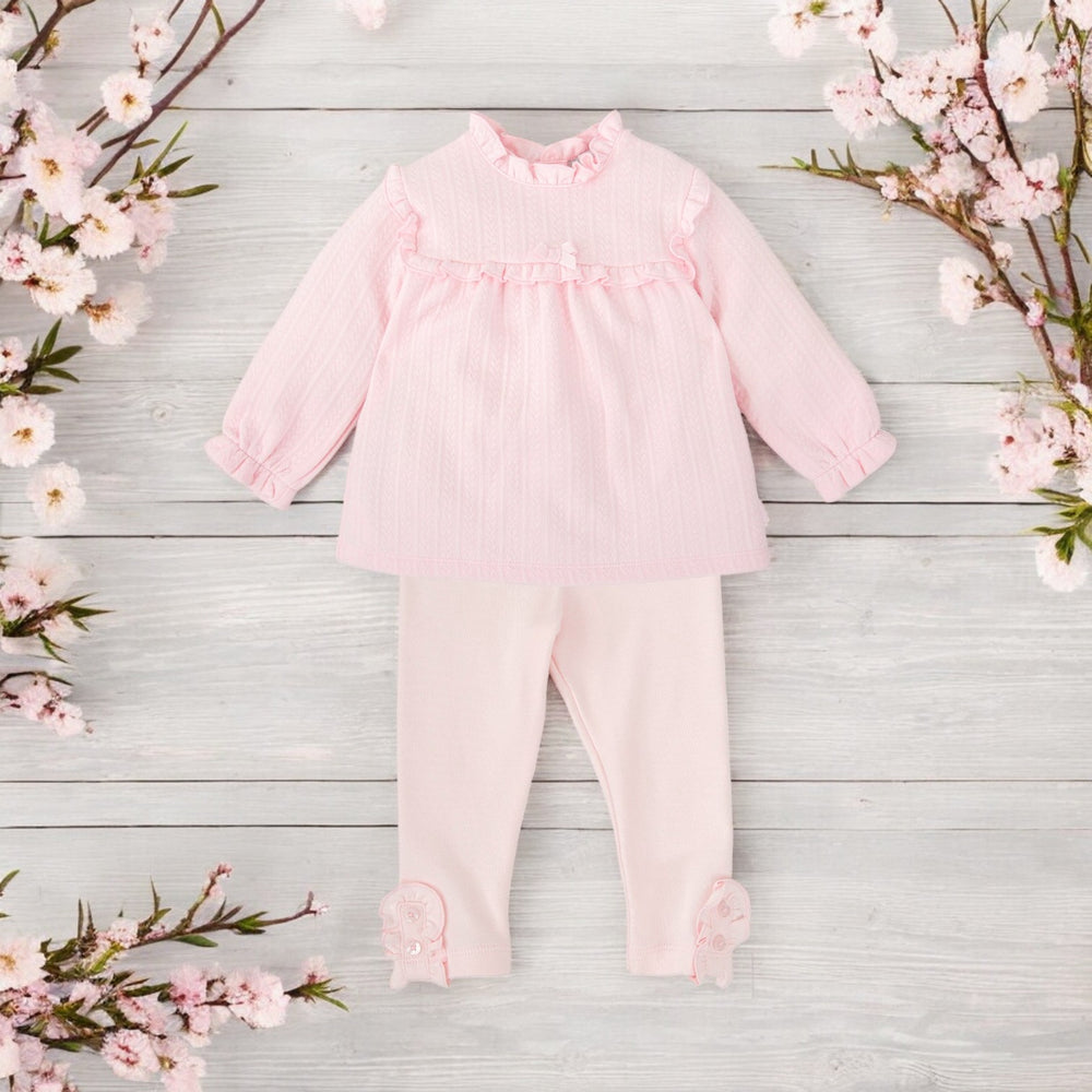 Tutto Piccolo Pink Jacquard Ruffle Leisure Set