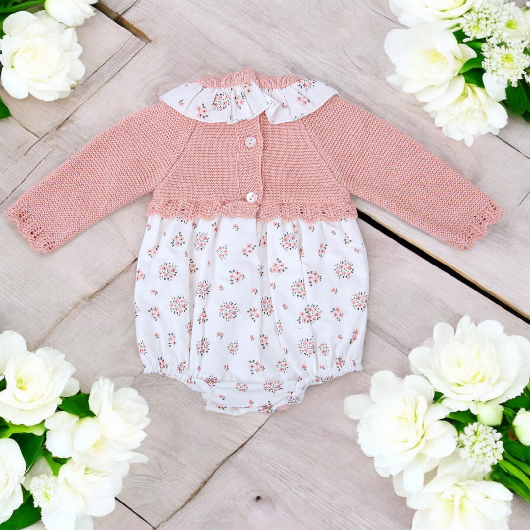 Dusky Pink Half Knit Romper Back