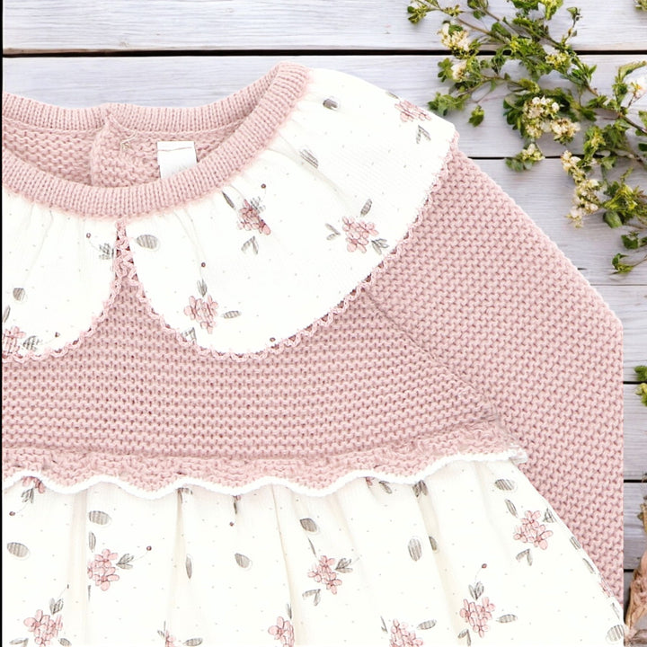 Martin Aranda Rose Pink & Cream Half Knit Dress