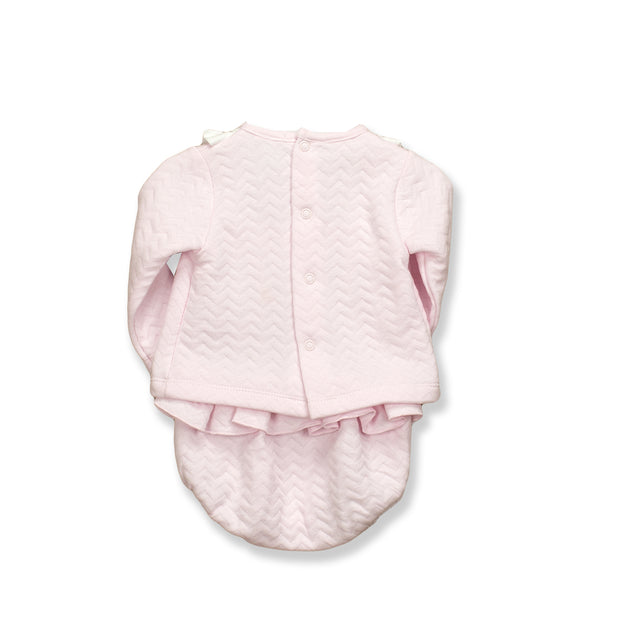 Babidu Baby Pink & White Jam Pants Set Bows Baby Boutique