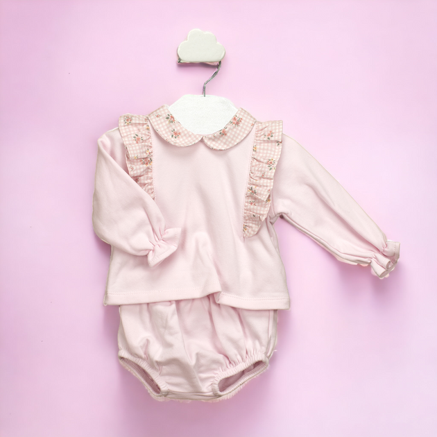 Babidu Pink Ruffle Jam Pants Set Bows Baby Boutique