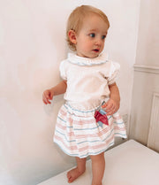 White & Blue Stripe Top & Bloomers