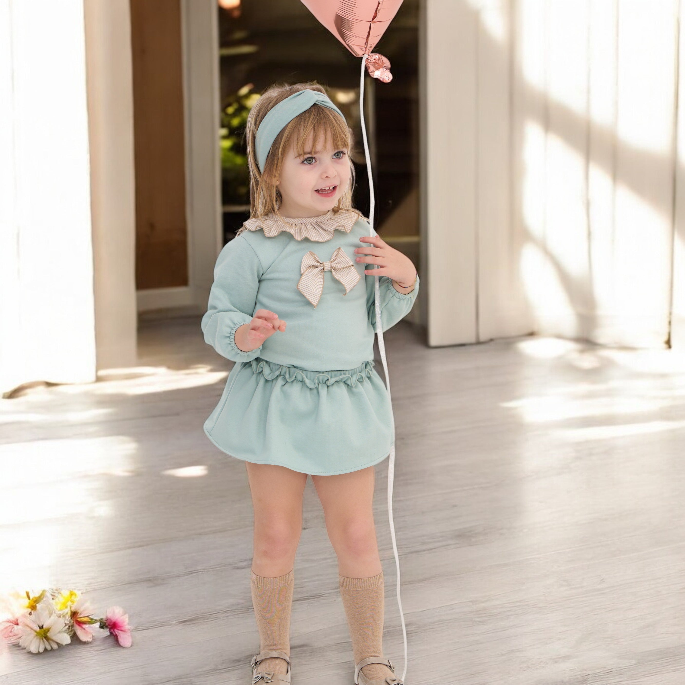 Rapife Green & Beige Gingham Top & Skirt | Bows Baby Boutique