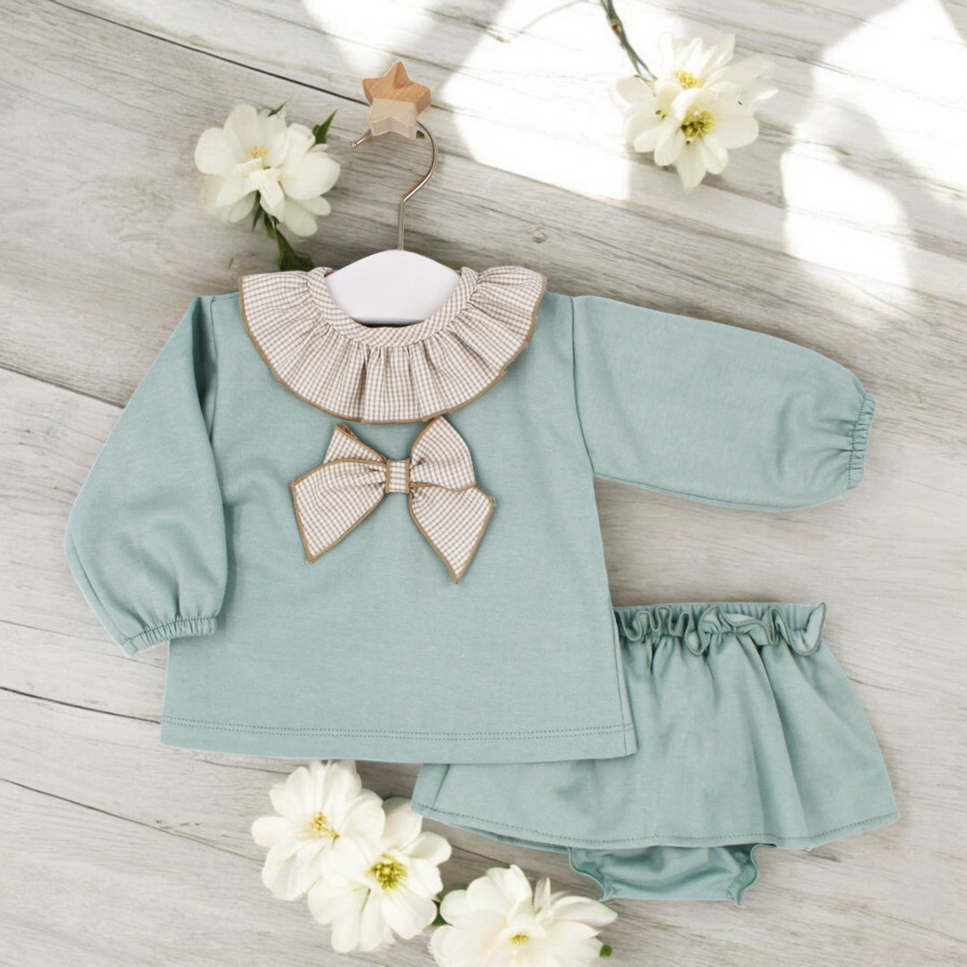 Rapife Green & Beige Gingham Top & Skirt