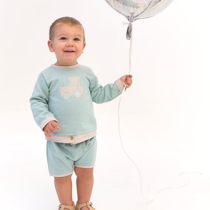 Rapife Green & Beige Gingham Top & Shorts Set