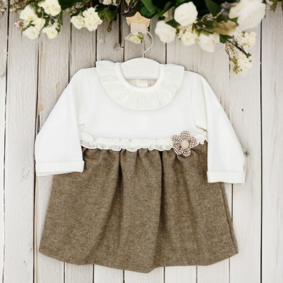Ivory & Chocolate Herringbone Dress