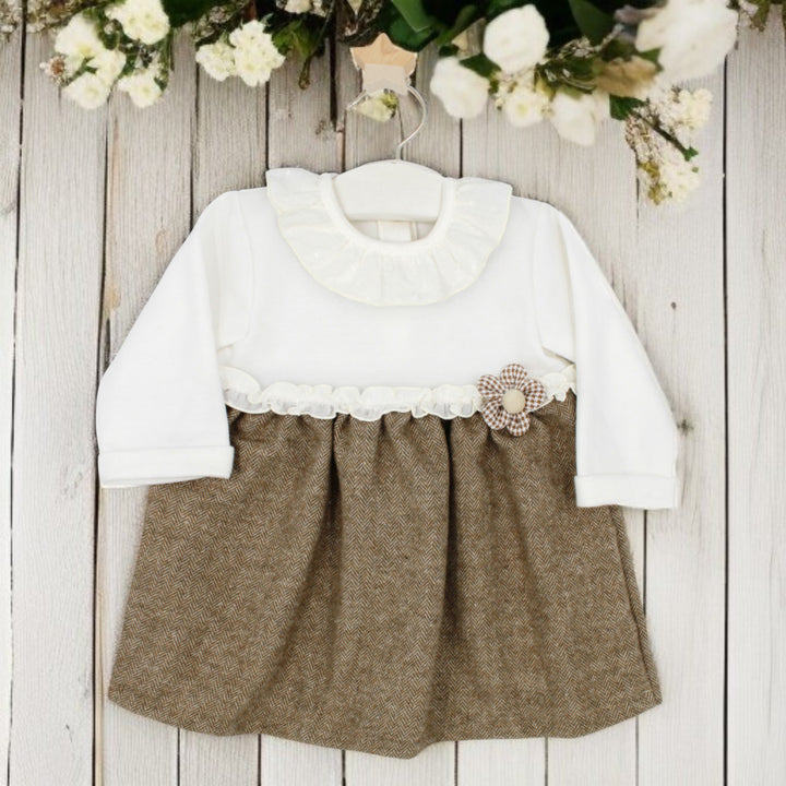 Ivory & Chocolate Herringbone Dress