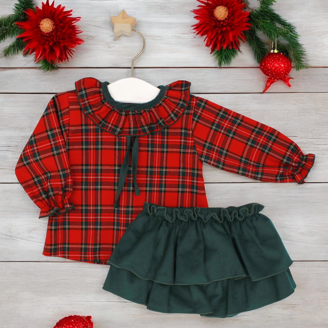Red & Green Tartan Top & Skirt