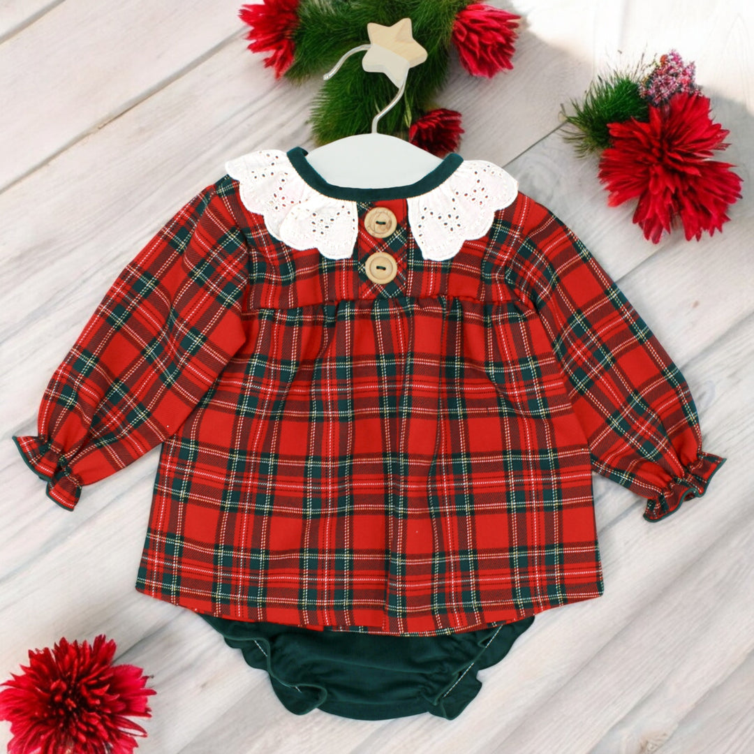 Rapife Red & Green Tartan Dress & Bloomers