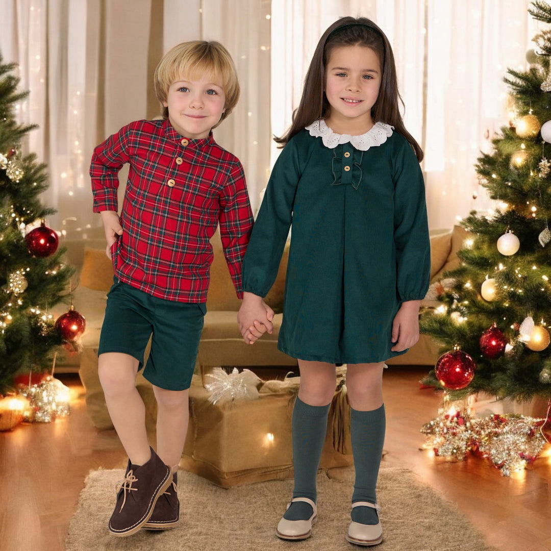 Rapife Red & Green Tartan Shirt & Shorts