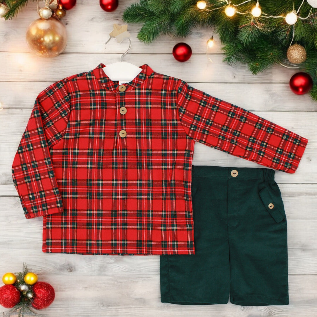 Rapife Red & Green Tartan Shirt & Shorts