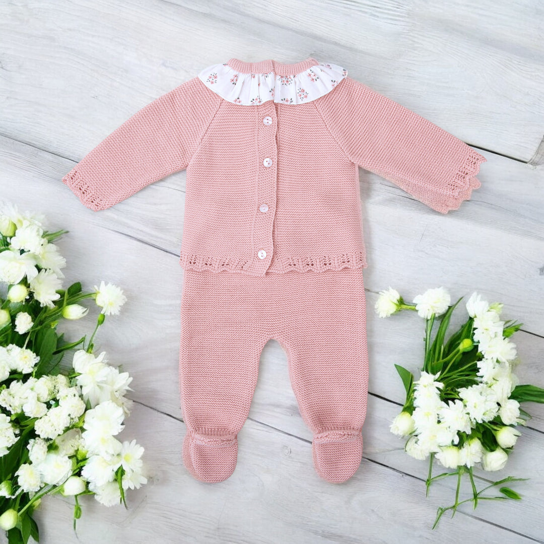 Dusky Pink Knitted Set & Bonnet