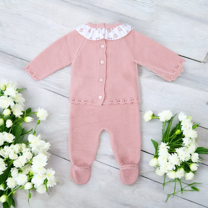 Dusky Pink Knitted Set & Bonnet