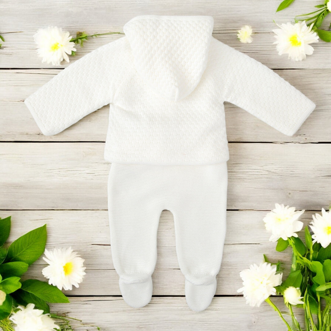 Babidu White Knitted Jacket & Leggings Back