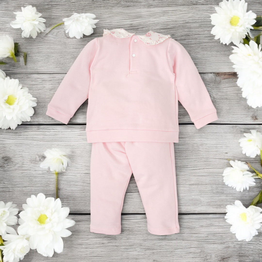 Girls Pink Knitted Leisure Set Back