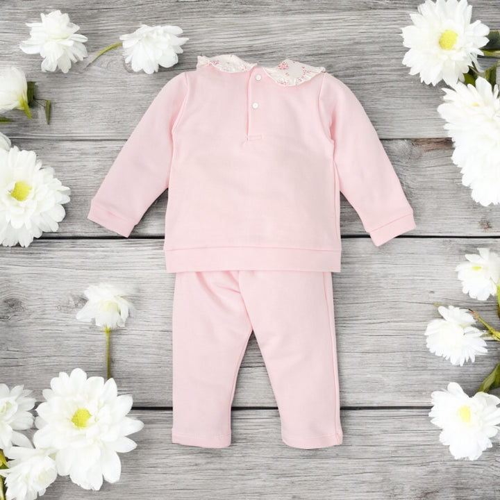 Girls Pink Knitted Leisure Set Back